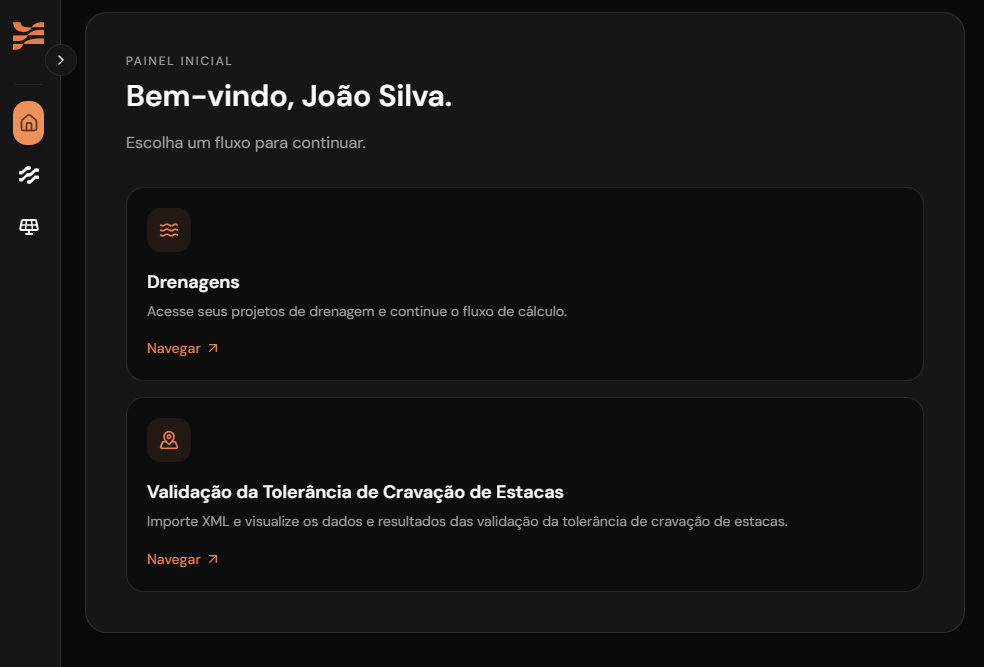 Painel inicial da plataforma Utamo